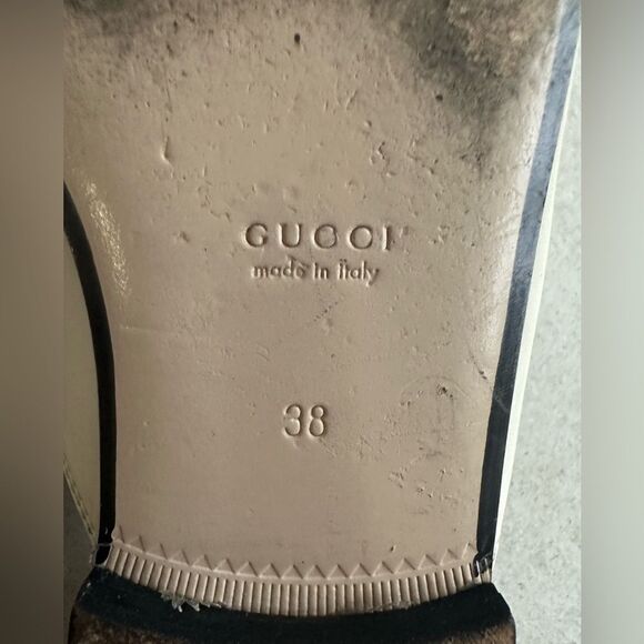 Gucci Princetown Leather Off White Strawberry Slip on Horsebit Flat Mules Sz 38 - Picture 9 of 12
